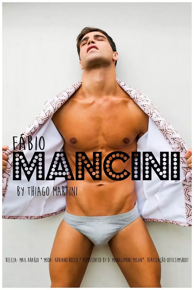 Sensasi model Italia Fabio Mancini entuk foto sing apik banget karo fotografer bakat liyane Thiago Martini, gaya Adriano Rocco, Fabio diwenehi D'Management, MUA dening Max Araújo.