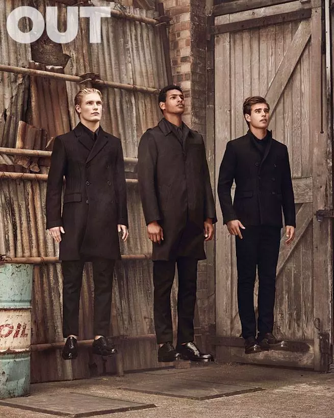 Couverture, Couverture, Éditorial mettant en vedette Matt Threthe, Jacey Elthalion, Oliver Cheshire, Harry Goodwins et Paul Sculfor dans la dernière couverture du magazine OUT. Les modèles sont photographiés par Mariano Vivanco.