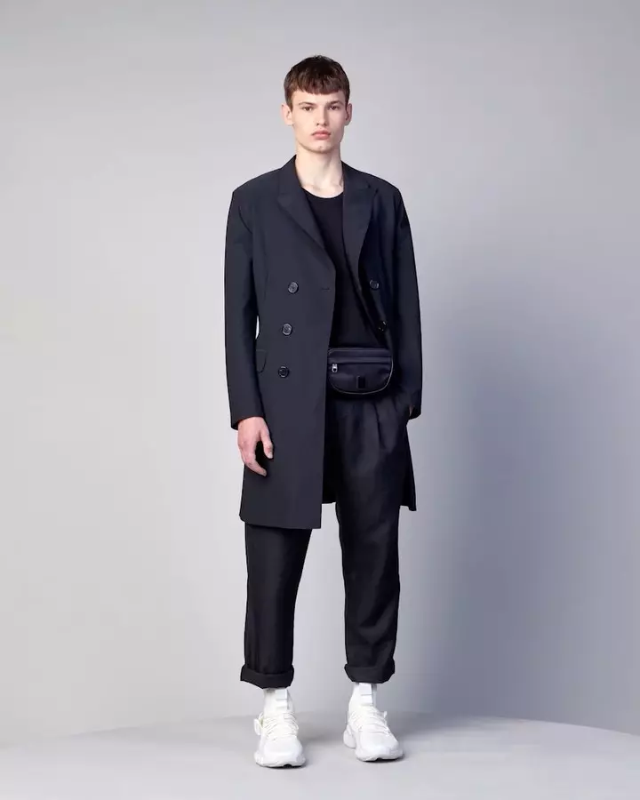 Neil Barrett Minimalist Lightweight Tecno Stretch Double Breasted Coat