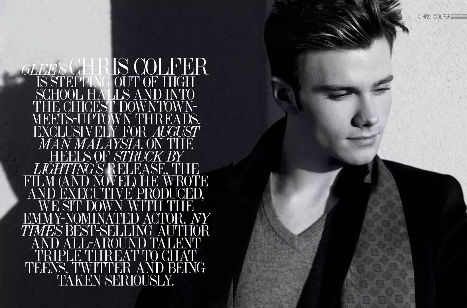 Chris Colfer para sa AGOSTO Man2