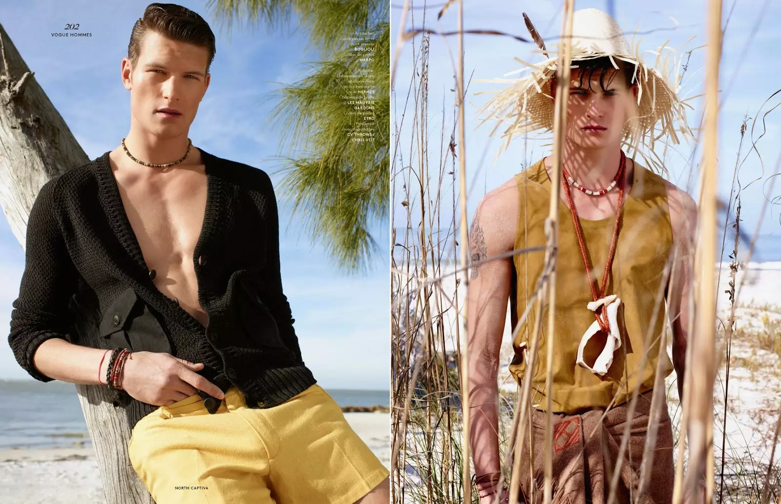 Top awoṣe John Todd stuns ni a njagun itan ni orisun omi / ooru 2015 oro ti Vogue Hommes, Jack Pierson ati Anastasia Barbieri sile ati ara John ni Painteresque erekusu ti North Captiva, pipa ni etikun ti Florida, wọ Etro, Balmain ati Louis Vuitton.