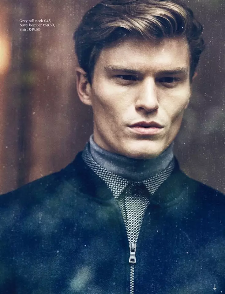 Béntang Oliver Cheshire dina redaksi pikeun Majalah Attitude anu disebut Autograph. Modelna, dipoto ku Mark Cant, nganggo koleksi baju lalaki usum gugur / usum anyar Mark & ​​Spencer.