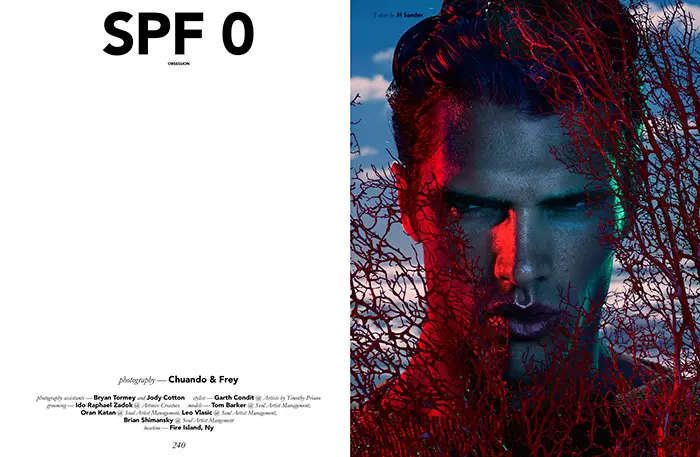 Fucking Young! F/W 2015 'Obsession' SPF 0 xebatek Chaundo & Frey Stylist ji hêla Garth Condit, Grooming ji hêla Ido Raphael Zadok ve pêşkêşî dike. Alîkarên Wênegiriyê: Bryan Tormey & Jody Cotton.