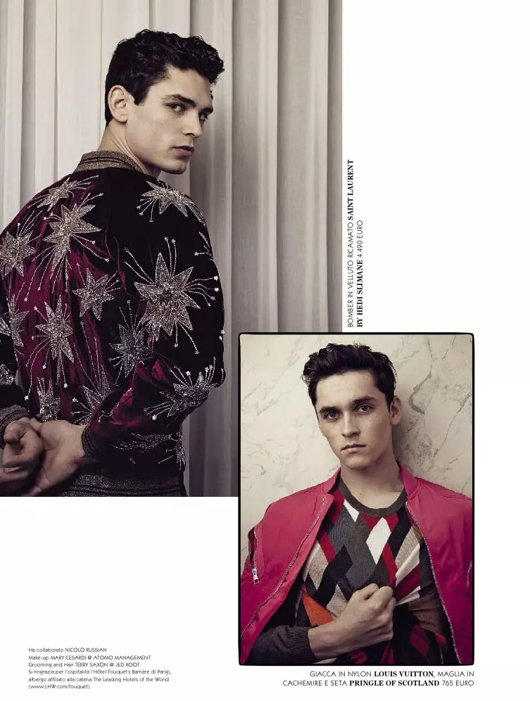 GQ Italia مارچ 2015 Come dei Ragazzi فوٽوگرافر: Greg Swales. اسٽائلسٽ: Andrea Porro. وار: ٽري سيڪسن. ميڪ اپ: مريم سيسردي.