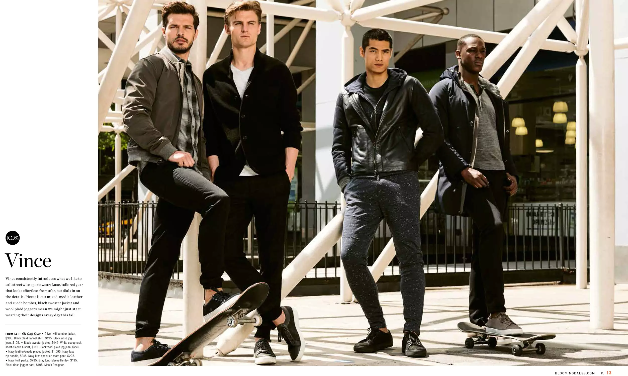 Snimci promotivnih oglasa 100% Bloomingdale's Menswear jesen 2015. otkrivaju na models.com