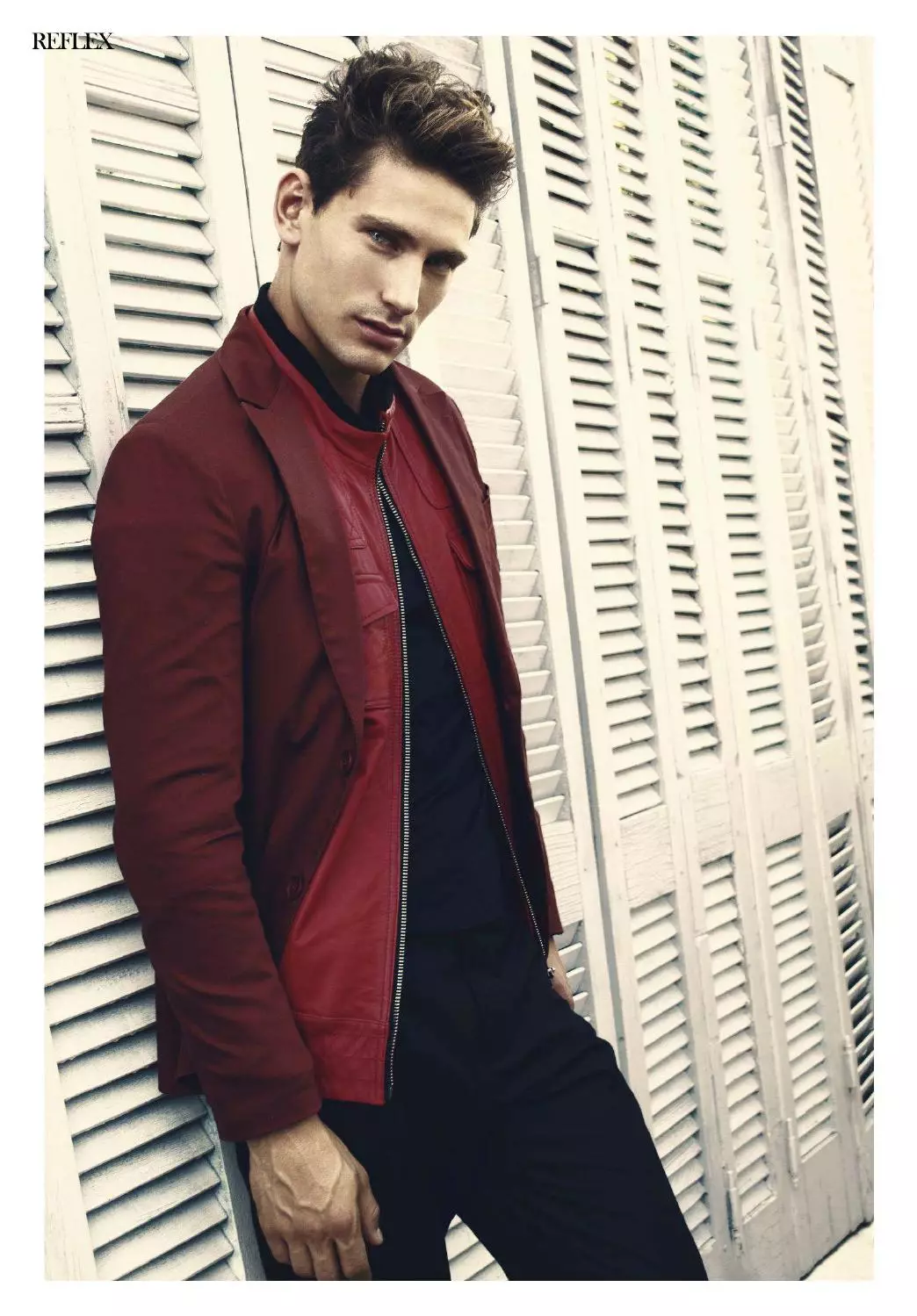 Reflex Homme Marzo/Abril 2015 Winter Sunset Fotógrafo: Ari Mendes. Estilista: Belén Acosta Meana. Cabelo: Peluquería Retrato.