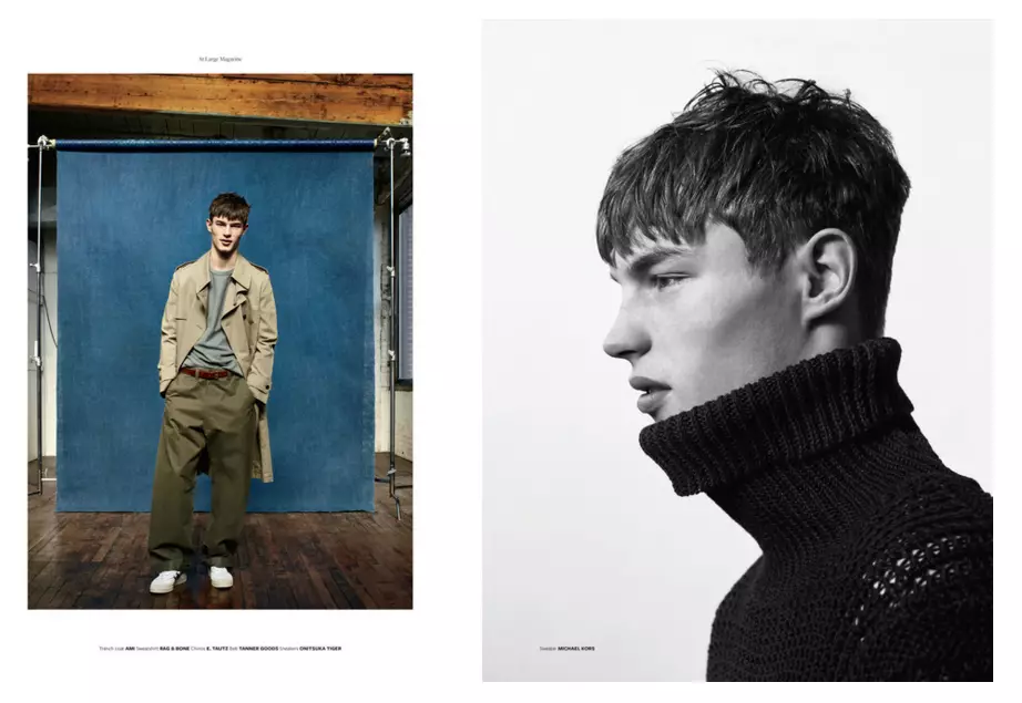 Kit Butler i At Large Magazine nummer 5. Foton av Chad Davis. Styled av Frank Muytjens. Trimmad av Leon Gorman.