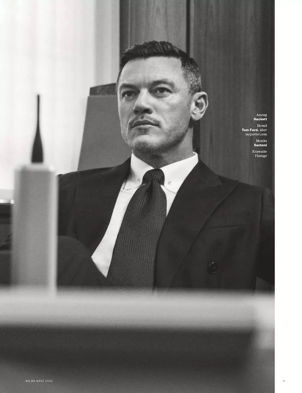 Luke Evans di Marcus Ohlsson per l'editoriale di GQ Germany di marzo 2020