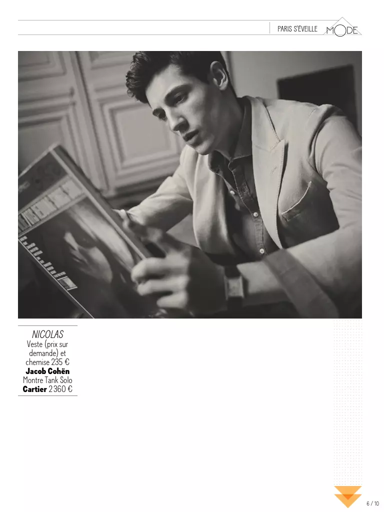 GQ France april 2015 presenterer Nicolas Ripoll Photographer av Arnaud Pyvka. Stylist: James Sleaford og Laetitia Paul, Hår: Fréderic Kebbabi og sminke: Kathy le Sant.