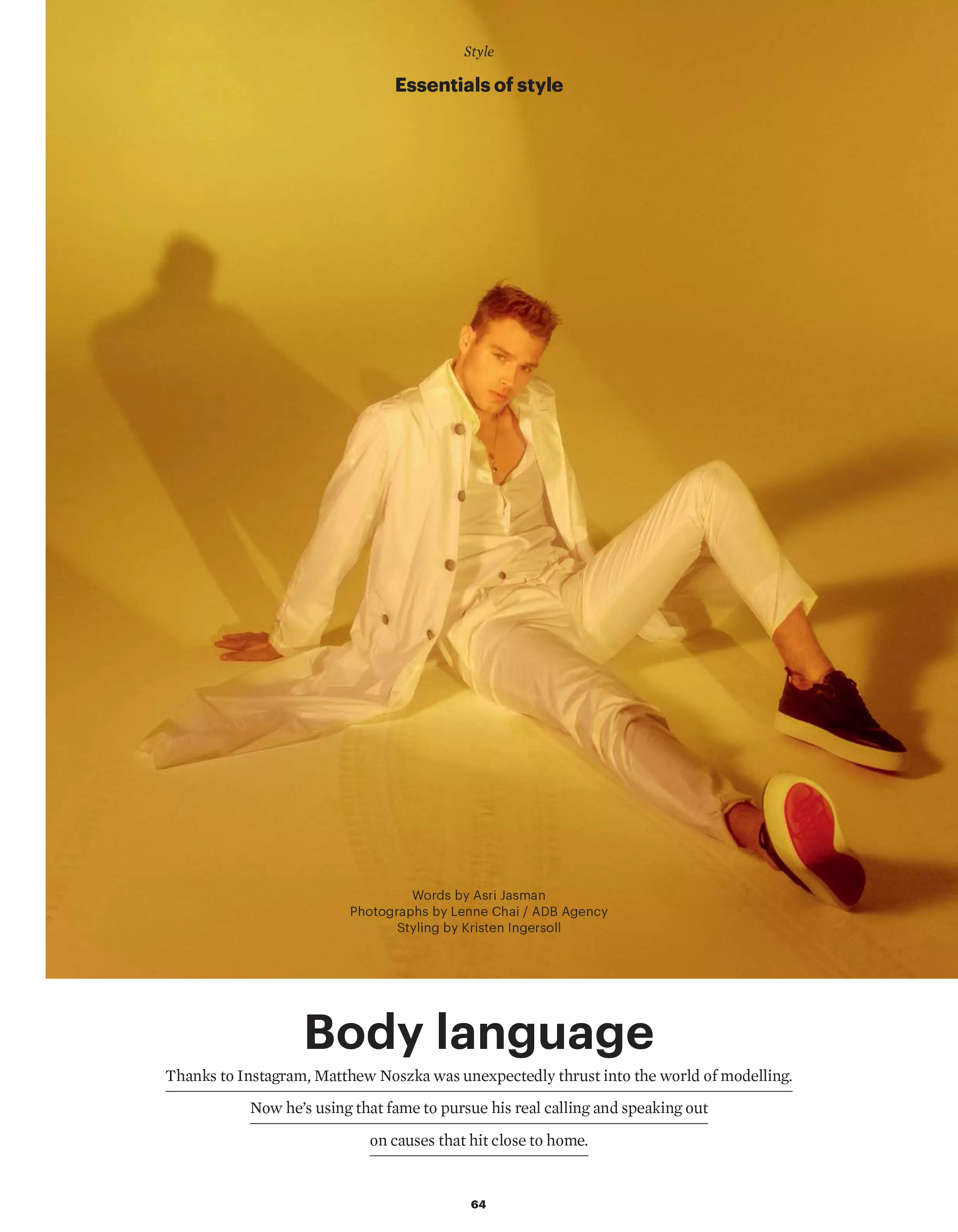 Matthew Noszka in Körpersprache für Esquire Singapore März 2020