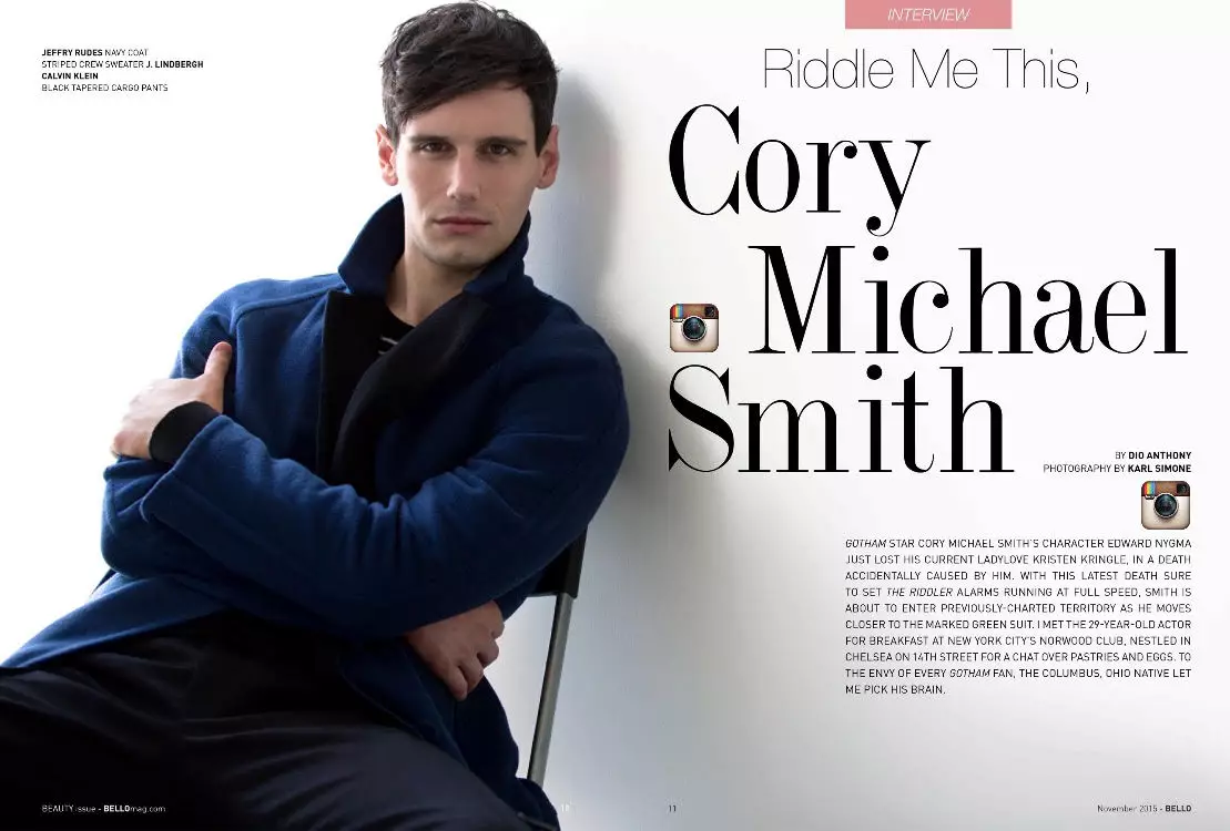 Aquí hay nuevas imágenes de Cory Michael Smith para Bello Mag tomadas por el talentoso Karl Simone. Diseñado por Darryl Glover.