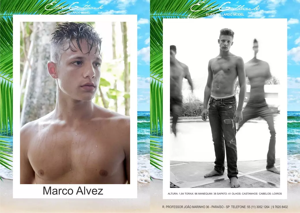 Kyk na die vertoonkaarte manlike rolverdeling van ELIAN GALLARDO agentskap vir die nasionale bekendstelling seisoen van somer versamelings 2016. Die foto's van komposiete is Cristiano Madureira, met make & hare Rafael Guapiano en lyk die Officio Jeans en Calvin Klein Onderklere. Klik hier om te kyk na die maak van.