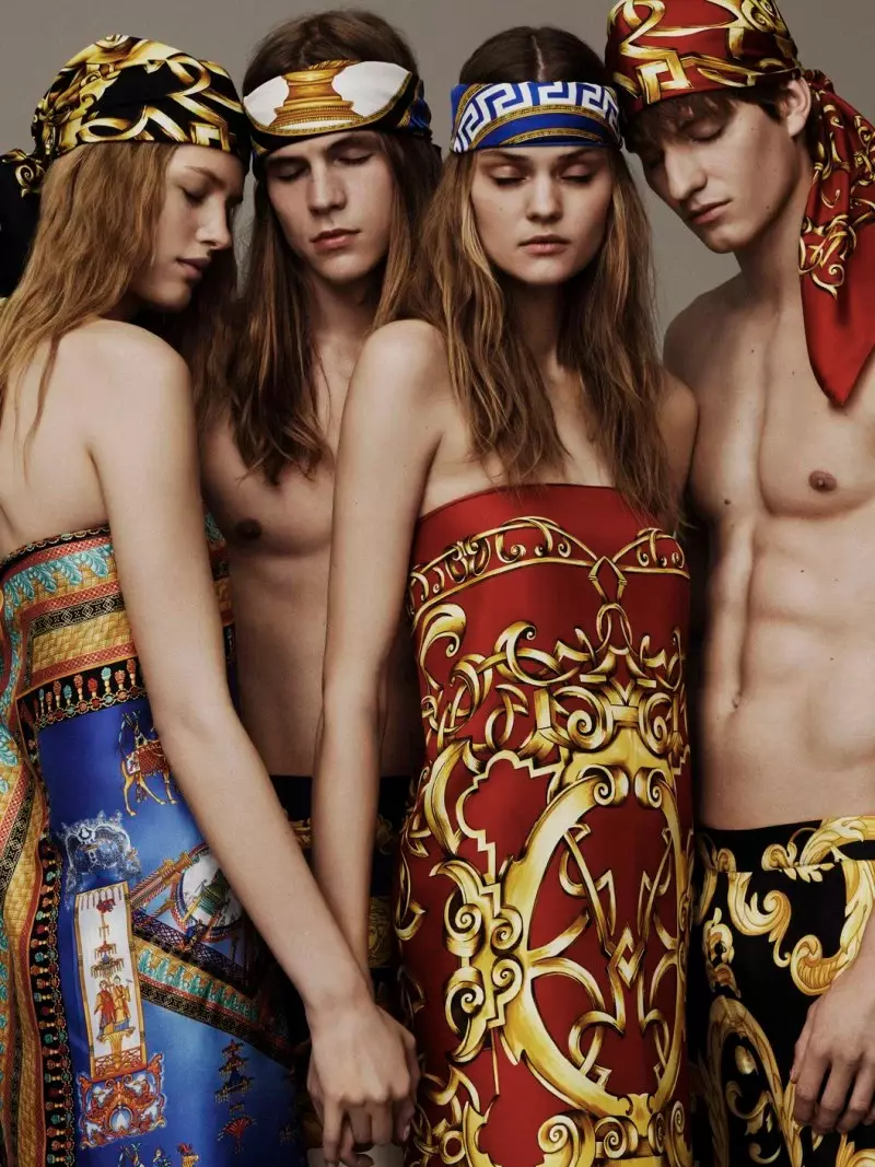 Pinangunahan nina Benjamin Benedek at Malcom Lindberg ang bagong Scarves campaign ng Versace, na kinunan ni Ben Weller.