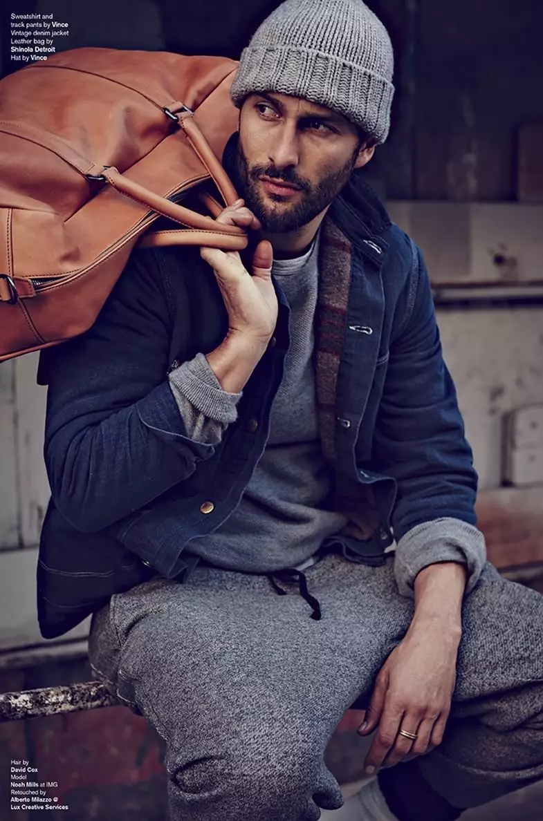 Noah Mills mewn gol chwaraeon gyda lluniau gan Beau Grealy ar gyfer Associated NYC Spring 2015. Edrychwch arno!