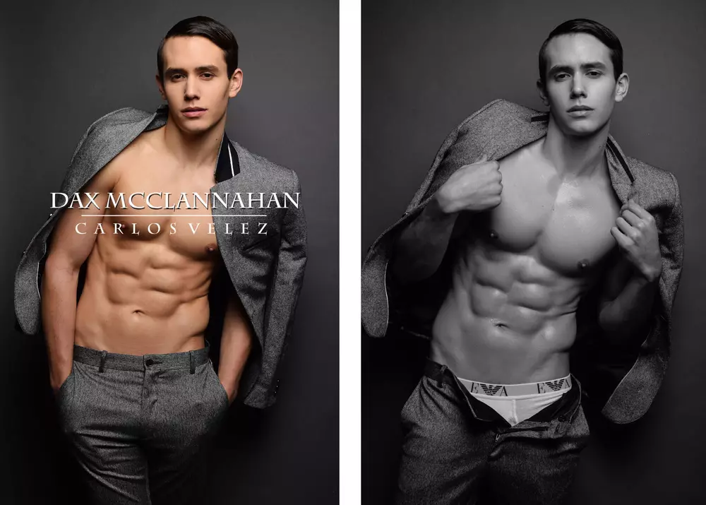 Prezentacja nowej pracy fotografa Carlosa Veleza z pięknym modelem Daxem McClannahanem w Evolution Model Management w Miami.