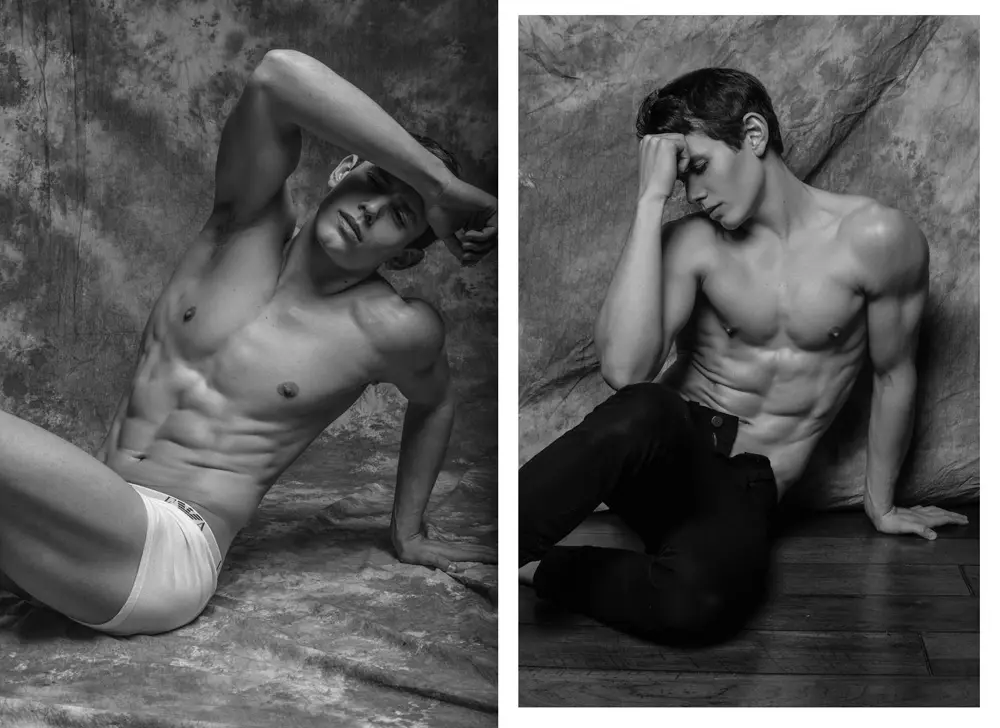 Prezantimi i punës së re të fotografit Carlos Velez me modelin e bukur mashkull Dax McClannahan në Evolution Model Management në Miami.