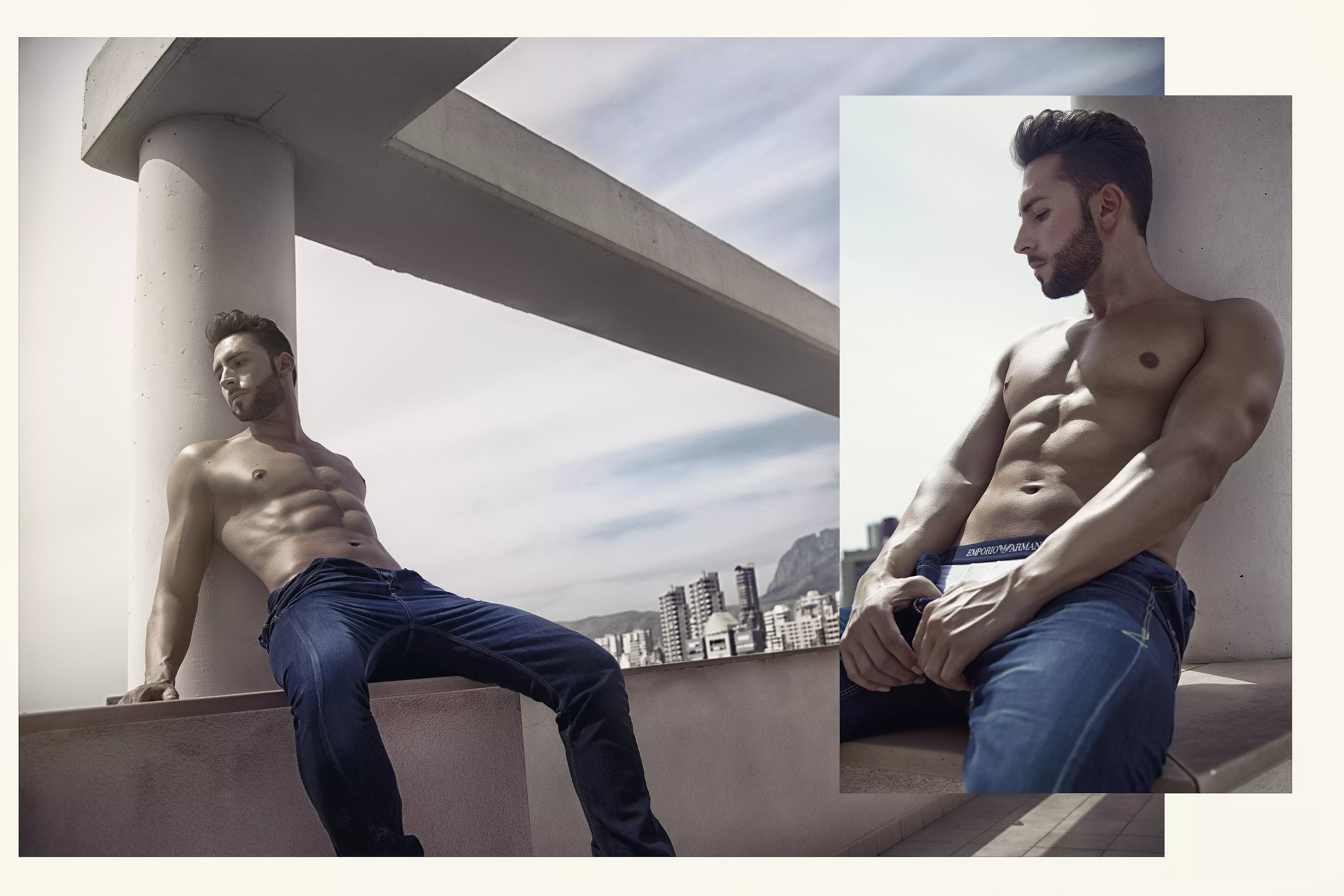 Spaanse model Javier Olmeda deur Jose Martinez Macias.