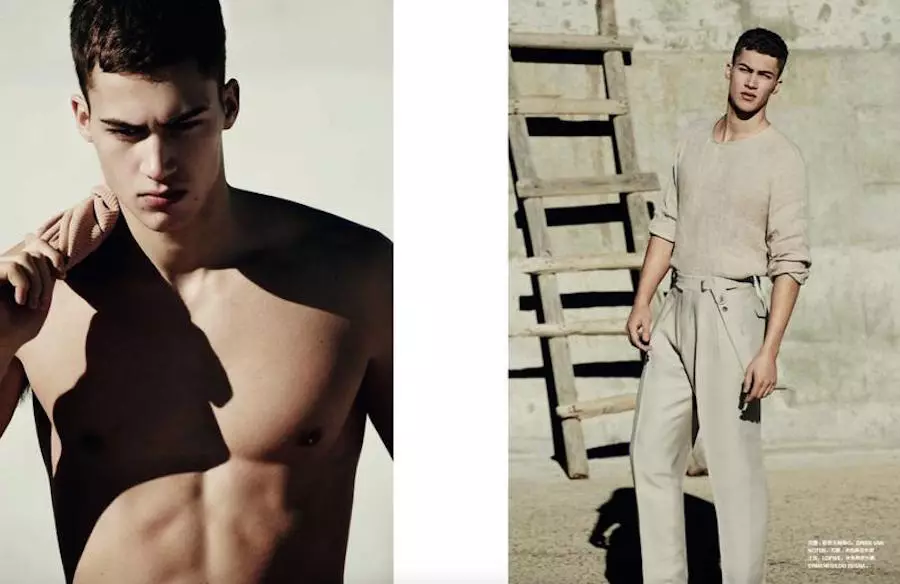 Model teratas Alessio Pozzi untuk Numéro Homme China S/S 2015