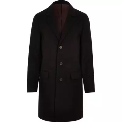 River Island Mens Black smart overcoat