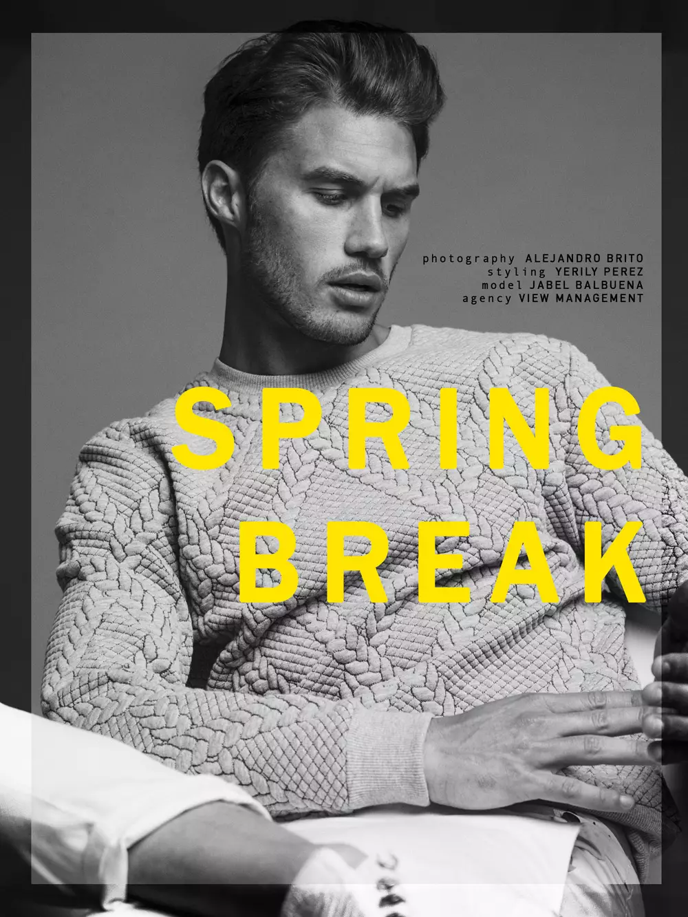 Jabel Balbuena โพสท่าสำหรับเรื่องใหม่ชื่อ “Spring Break” ที่ Alejandro Brito วาดและออกแบบโดย Yerily Perez