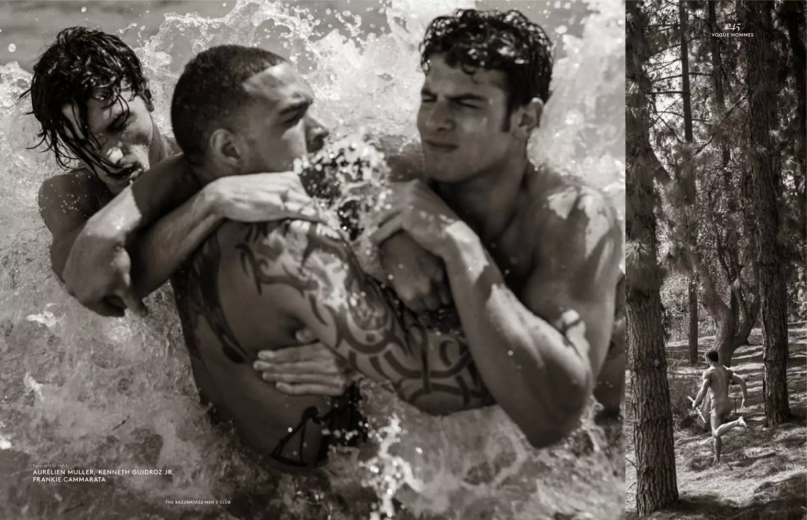 Muški klub Razzmatazz | Vogue Hommes S/S 2015. snimio talentirani Bruce Weber, a stilizirala Deborah Watson. Zvijezde Aurélien Mulier, Kenneth Gruidroz Jr., Frank Cammarata, Cole Monahan, Olivier Bonnard, Garrett Taber i Juan Heridita