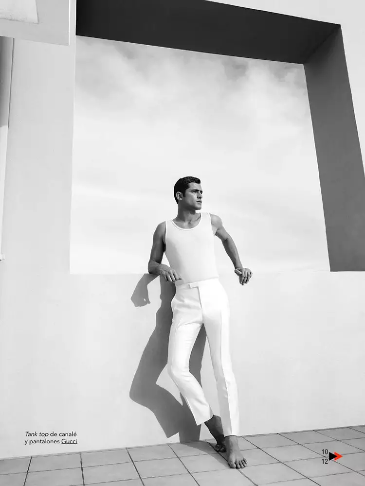 Grianghraf de chuid Sean O’Pry le Richard Ramos agus styled le Joana de la Fuente, d’eisiúint Bhealtaine 2015 de GQ na Spáinne.