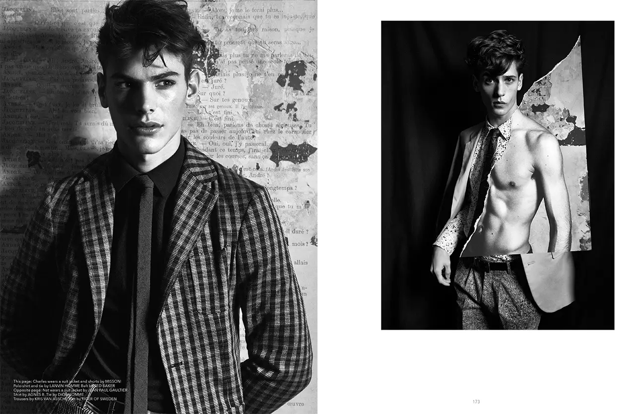 GESCHEURD een prachtig verhaal bij Narcisse Magazine geschoten door fotograaf: Emmanuel Giraud, gestyled Rene Gloor, modellen David Trulik en Maxim Steklyanov in New Madison Parijs, Charles Leto bij 16Men Paris, Nate Hill bij Elite Paris.