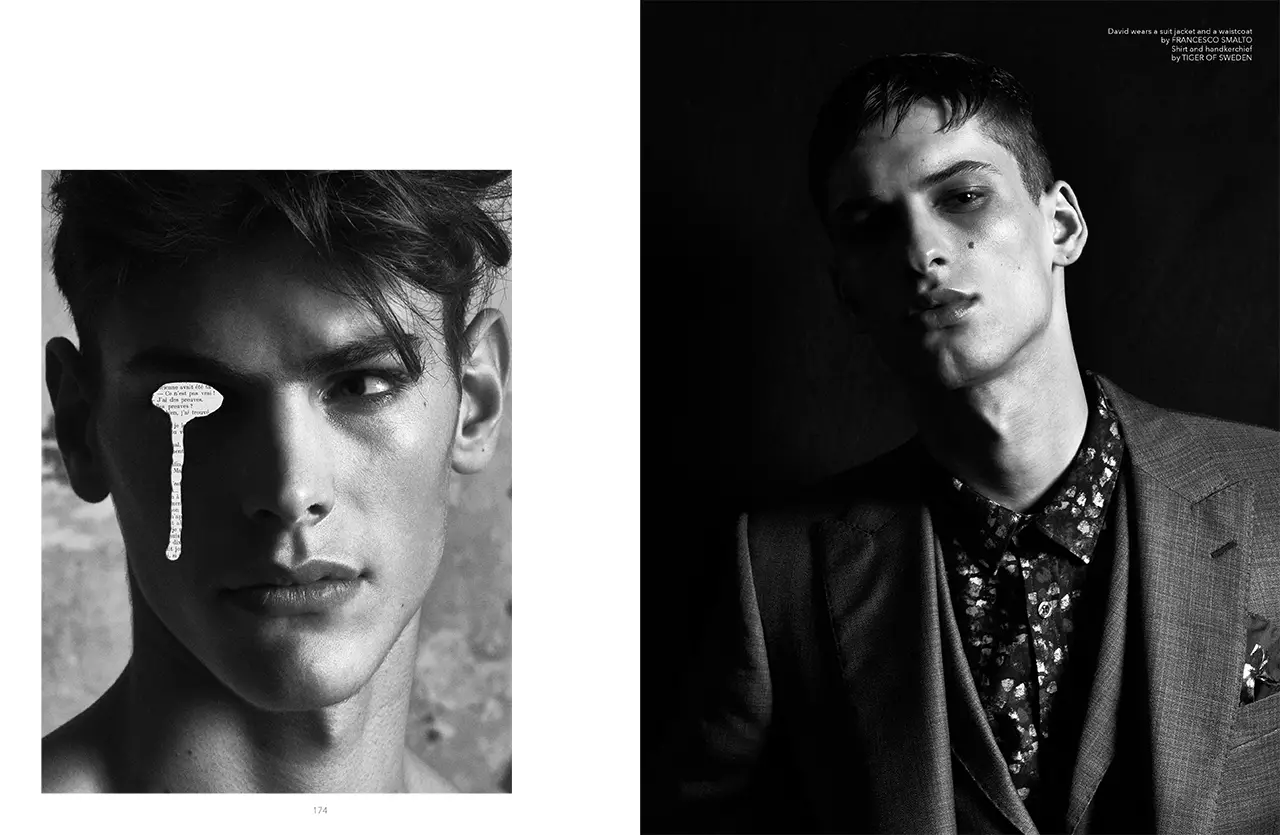 ROZTRHNUTÝ krásny príbeh v časopise Narcisse odfotografoval: Emmanuel Giraud, naštylizovaný Rene Gloor, modeli David Trulik a Maxim Steklyanov v New Madison Paris, Charles Leto v 16Men Paris, Nate Hill v Elite Paris.