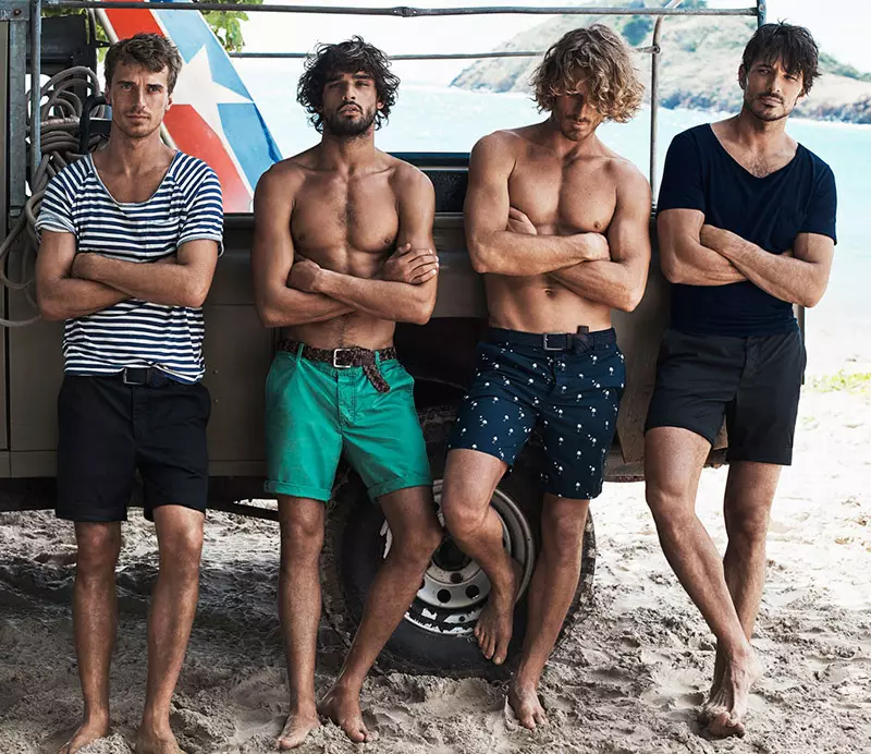 H&M 將 Andrés Velencoso、Clay Pollioni、Clément Chabernaud 和 Marlon Teixeira 帶到安提瓜，參加其 2015 年夏季活動。